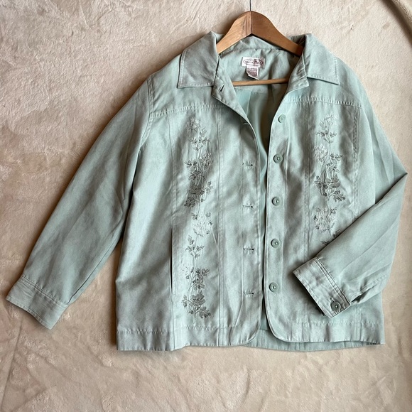 Northern Reflections Suede Feel Embroidered Button Shacket Vintage - Picture 10 of 14